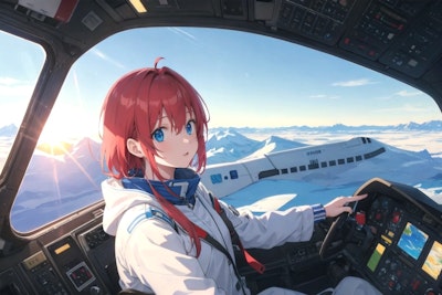 Girl piloting an airplane 1 [failure]