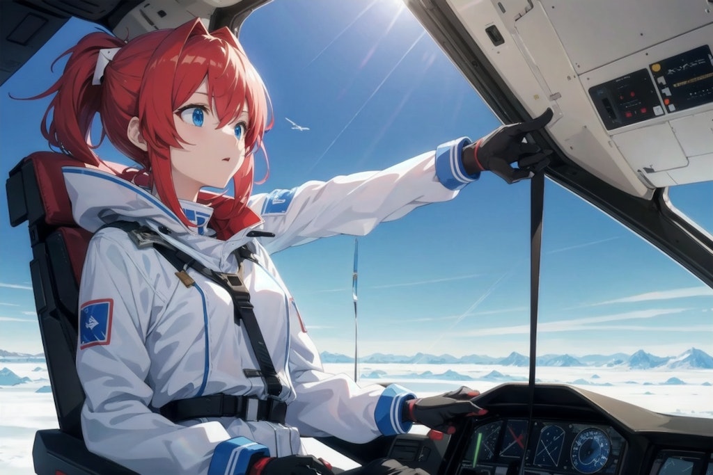 Girl piloting an airplane 1 [failure]