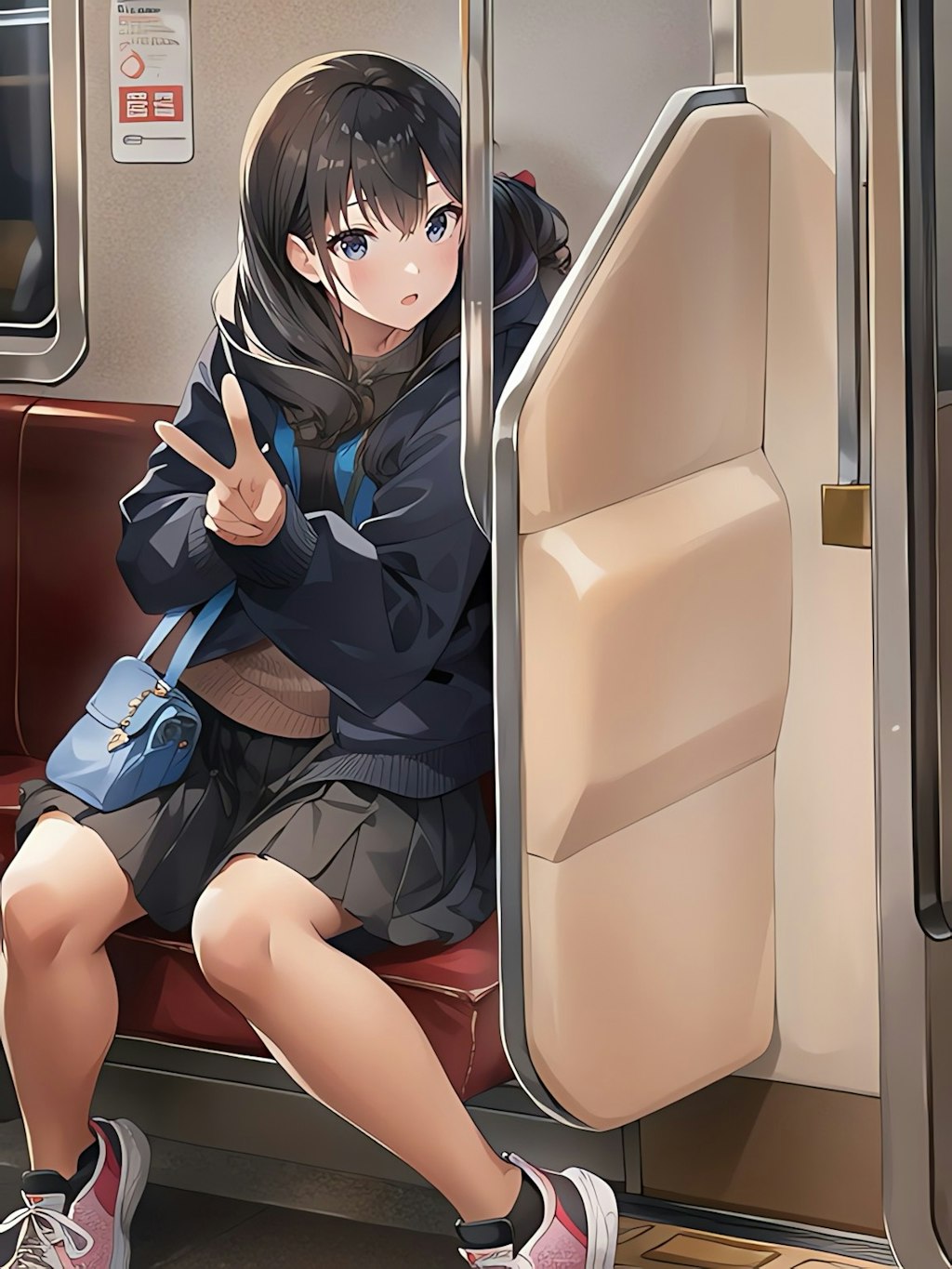 電車で帰る女子高生！