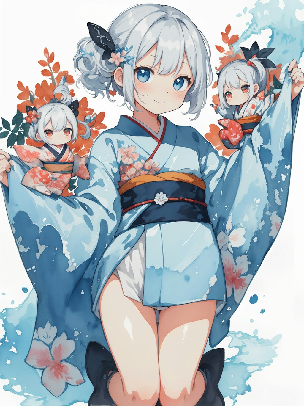 kimono chibi girls