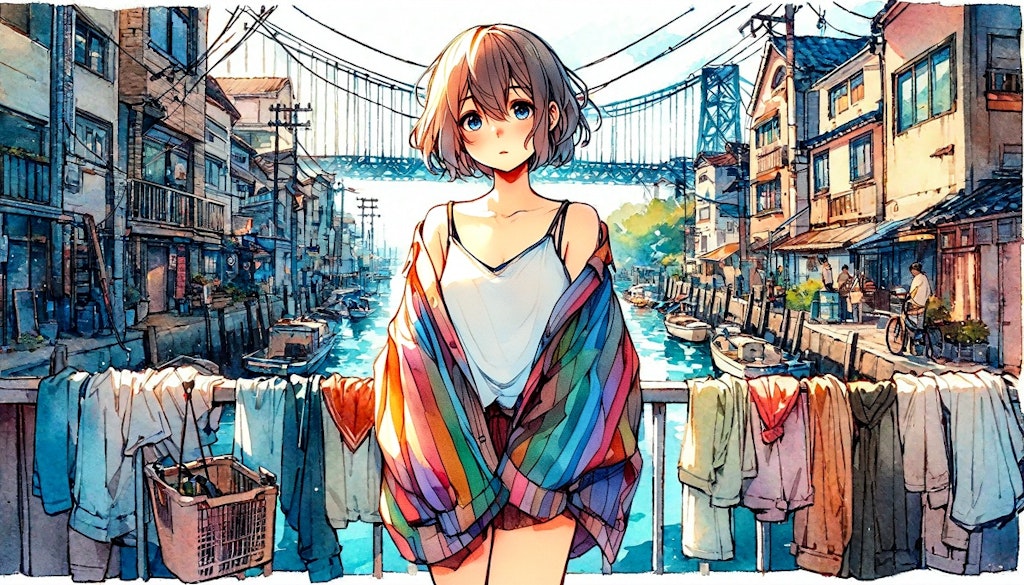 街と水たまり、少女242