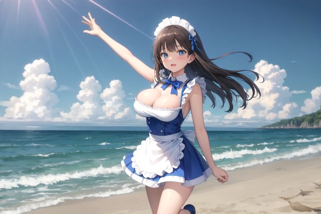 nice picture of maid girl at seaside