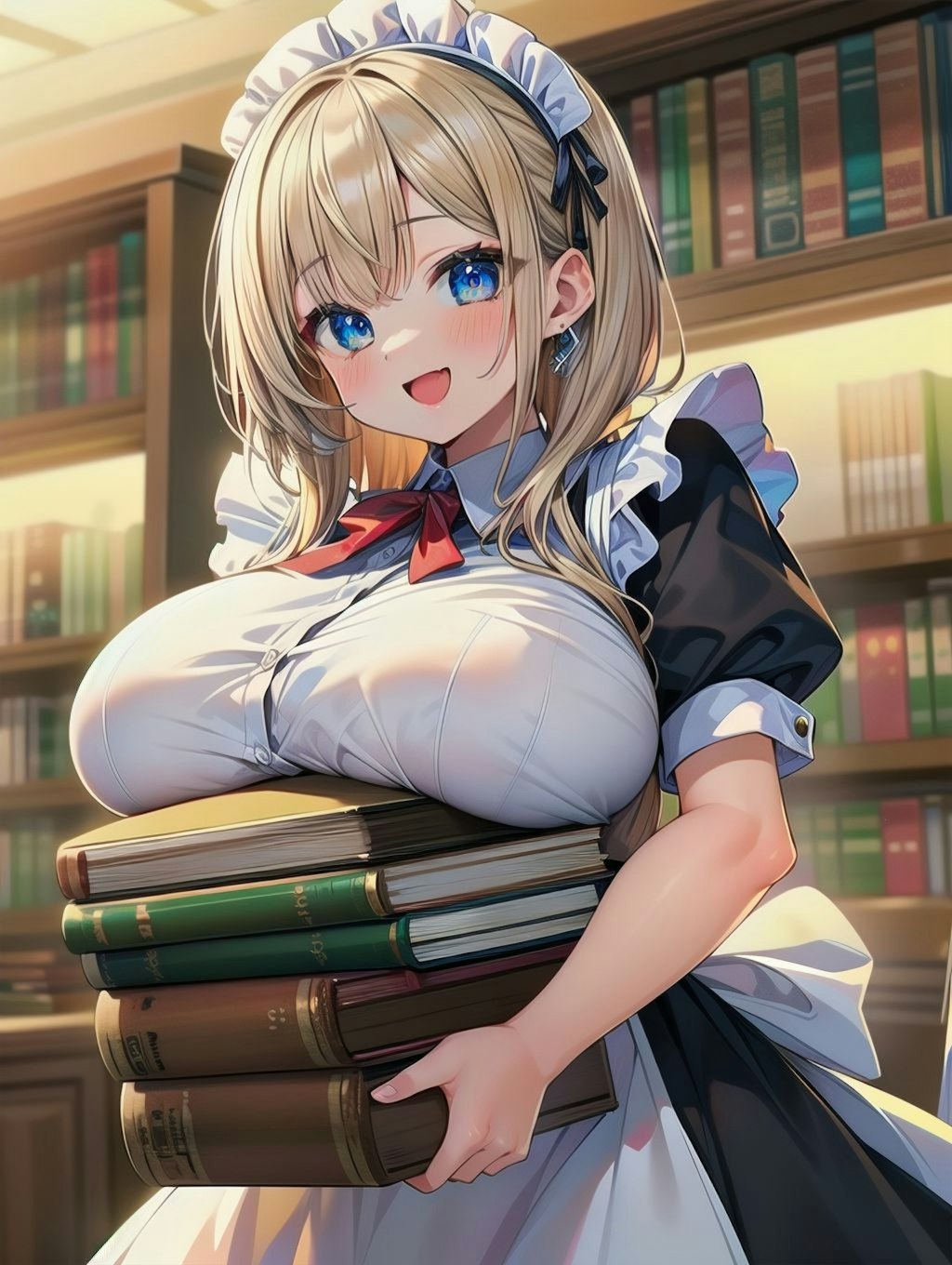 書庫整理のメイドさん