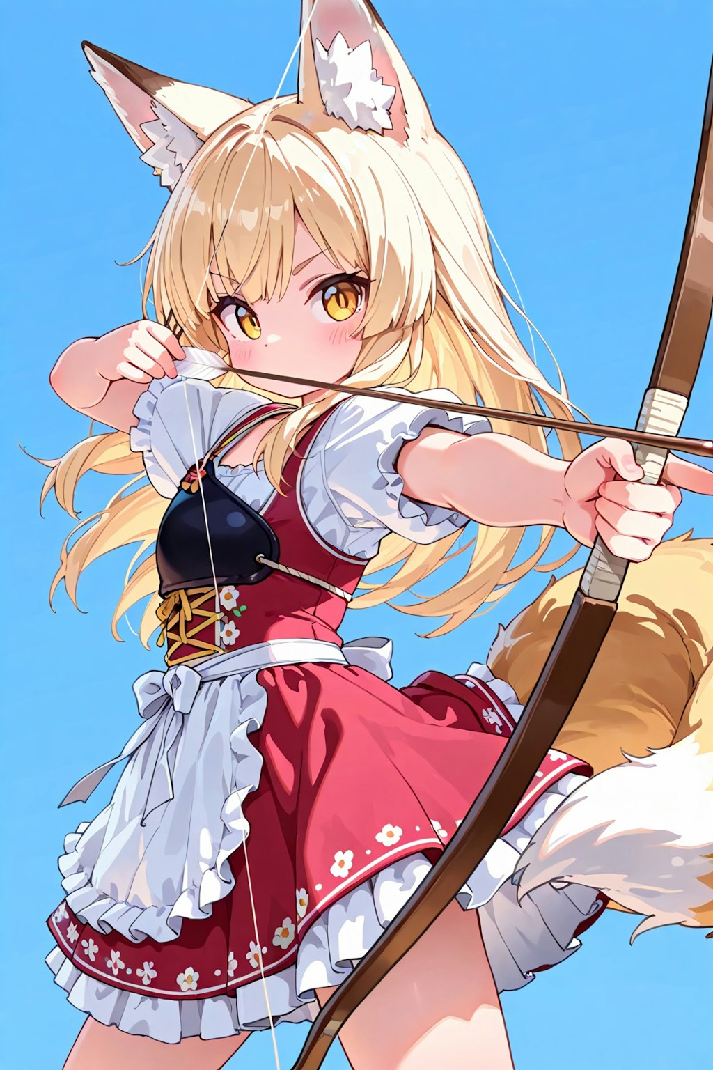色んな服で色んなケモミミに弓を構えてもらった