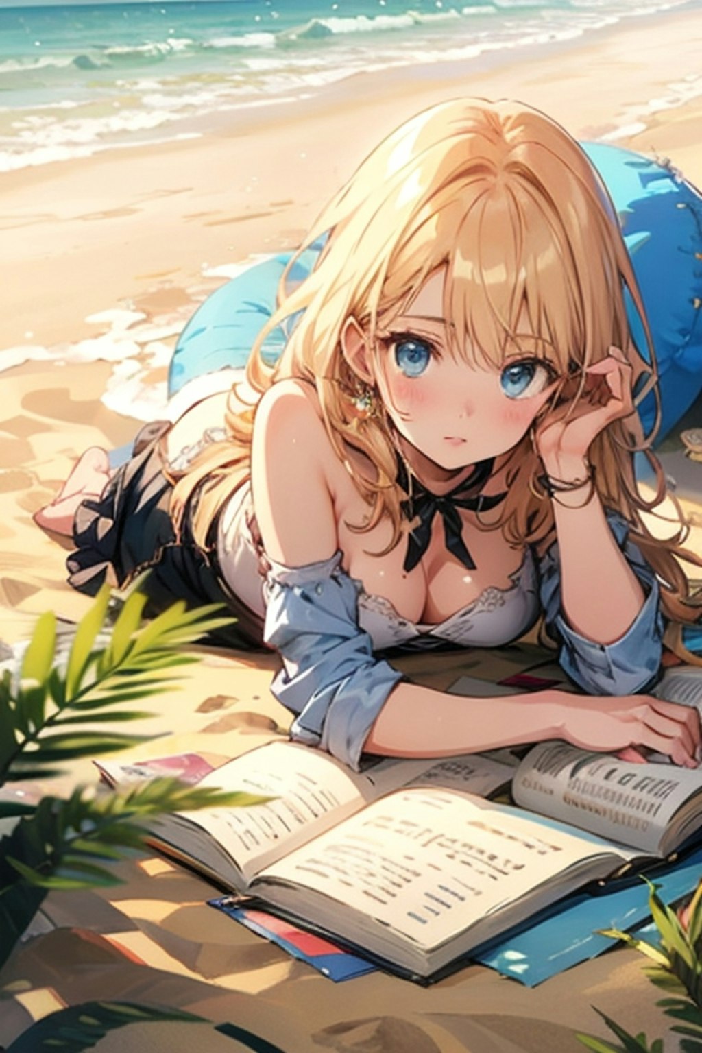 浜辺で読書