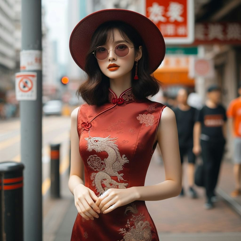 香港でチャイナドレスを購入した風水師ちゃん