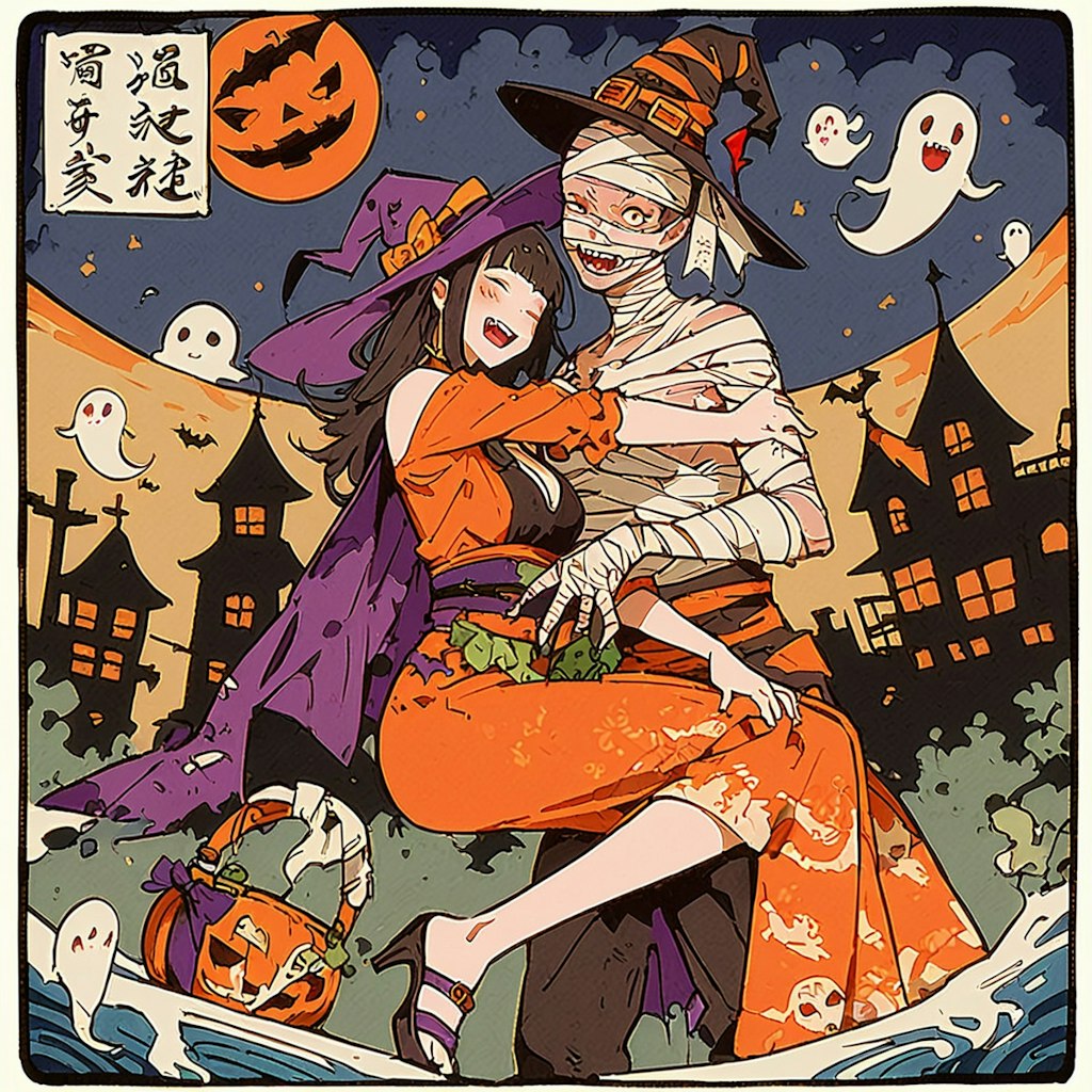 ハロウィンデ―ト「浮世絵風」