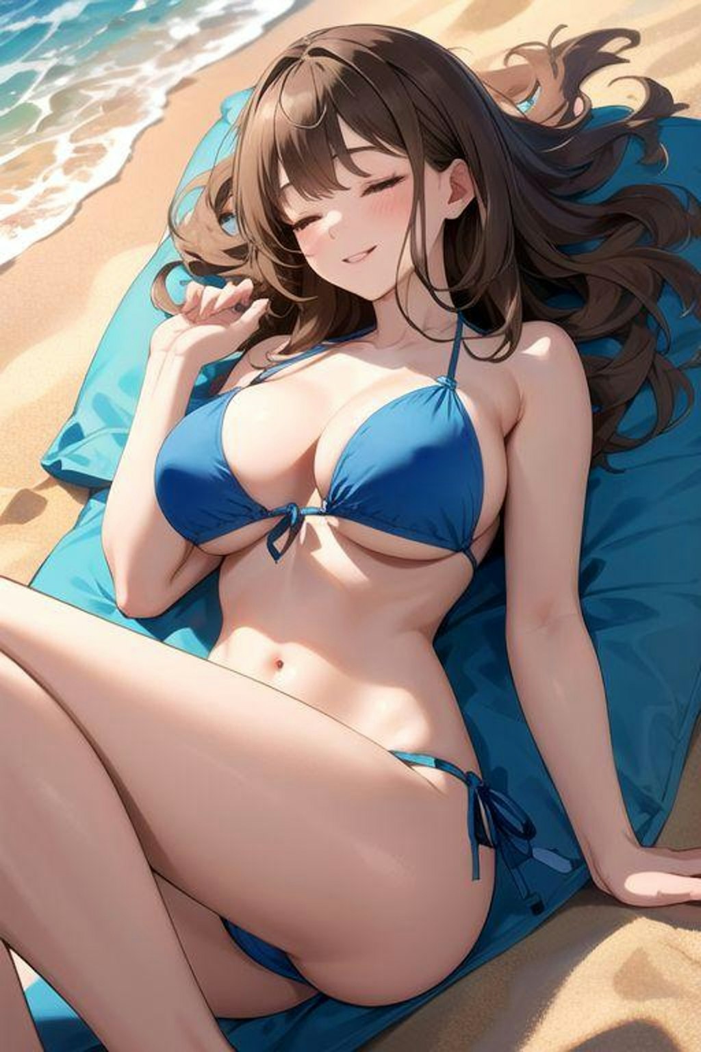 砂浜でお昼寝