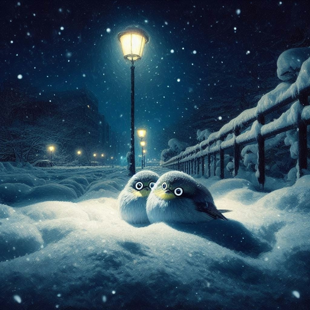 White-eyes in winter night (3)