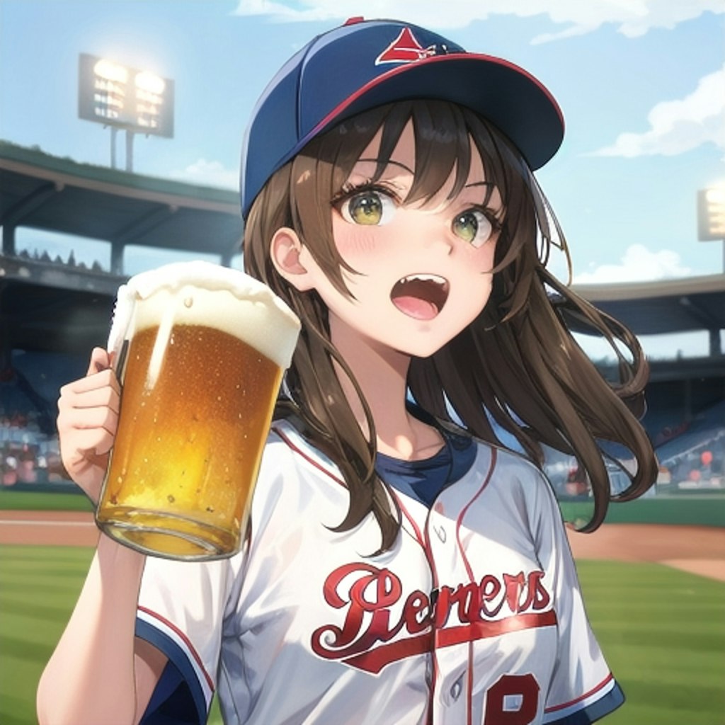 ビールお待ち〜！