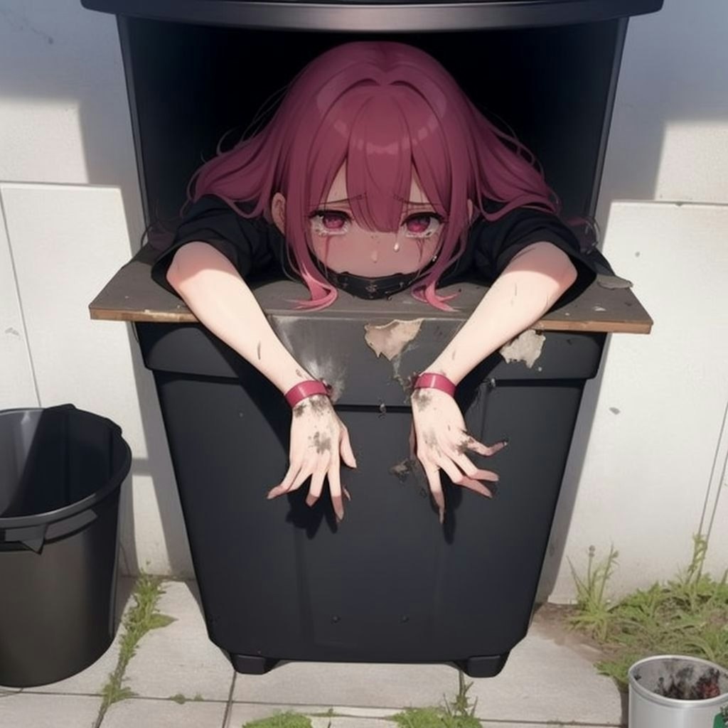 Girl dumped in the trash ゴミ箱に捨てられた女の子