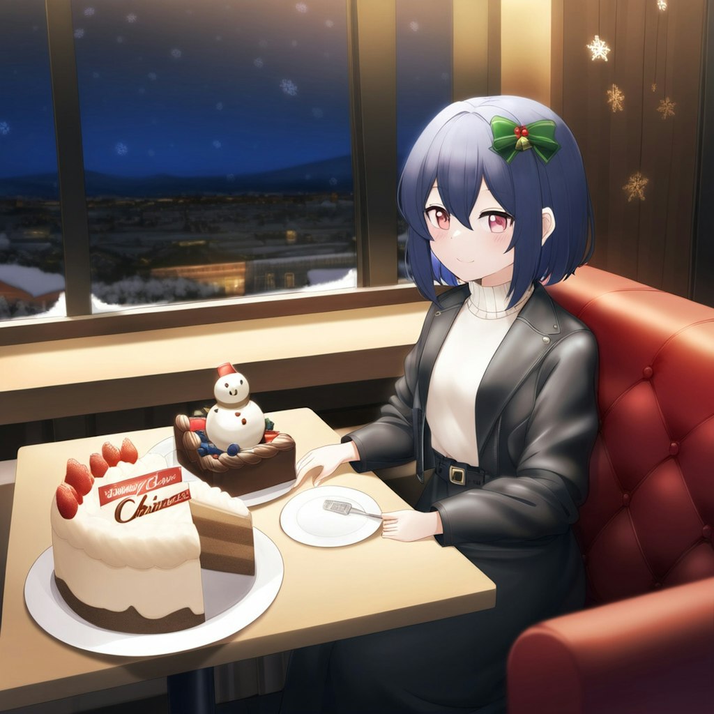 かおりちゃん　クリスマスケーキ独り占め