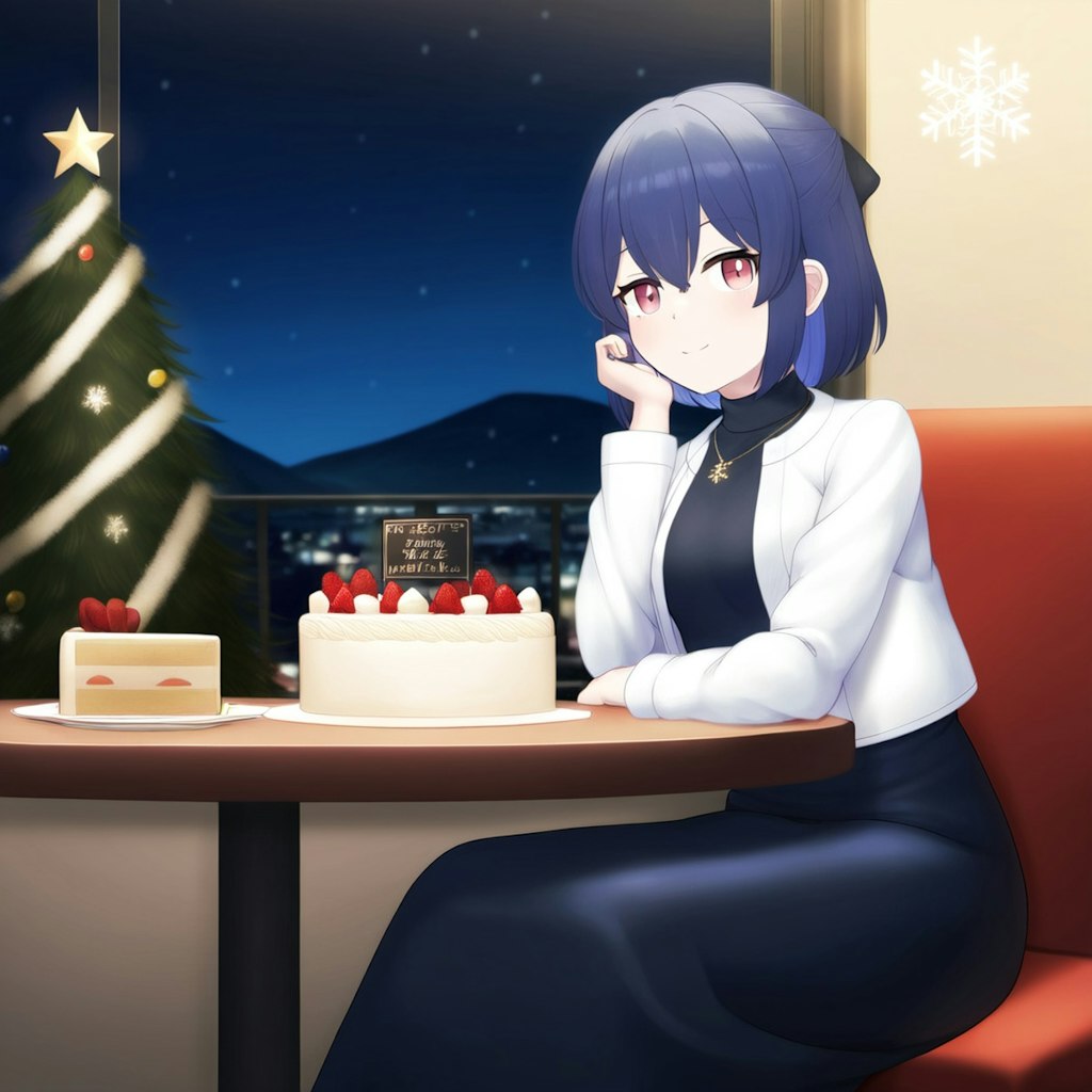 かおりちゃん　クリスマスケーキ独り占め