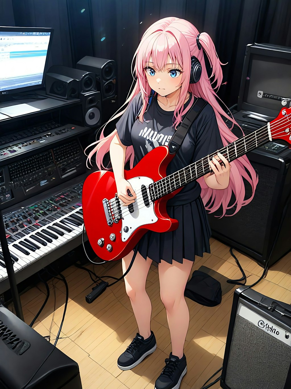 バンドの練習をする千奈と志乃舞🎸