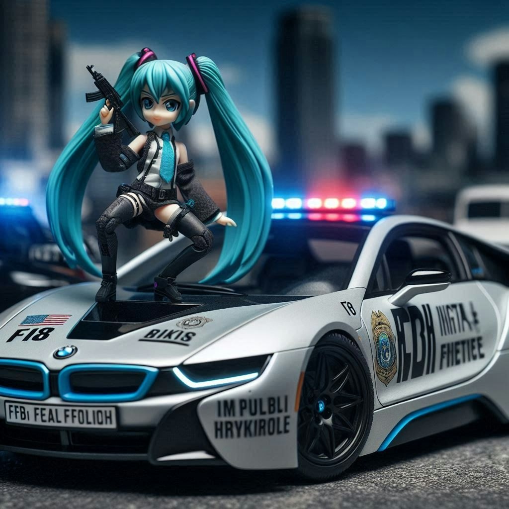 BMW i8パトカーのドリ車と初音ミク