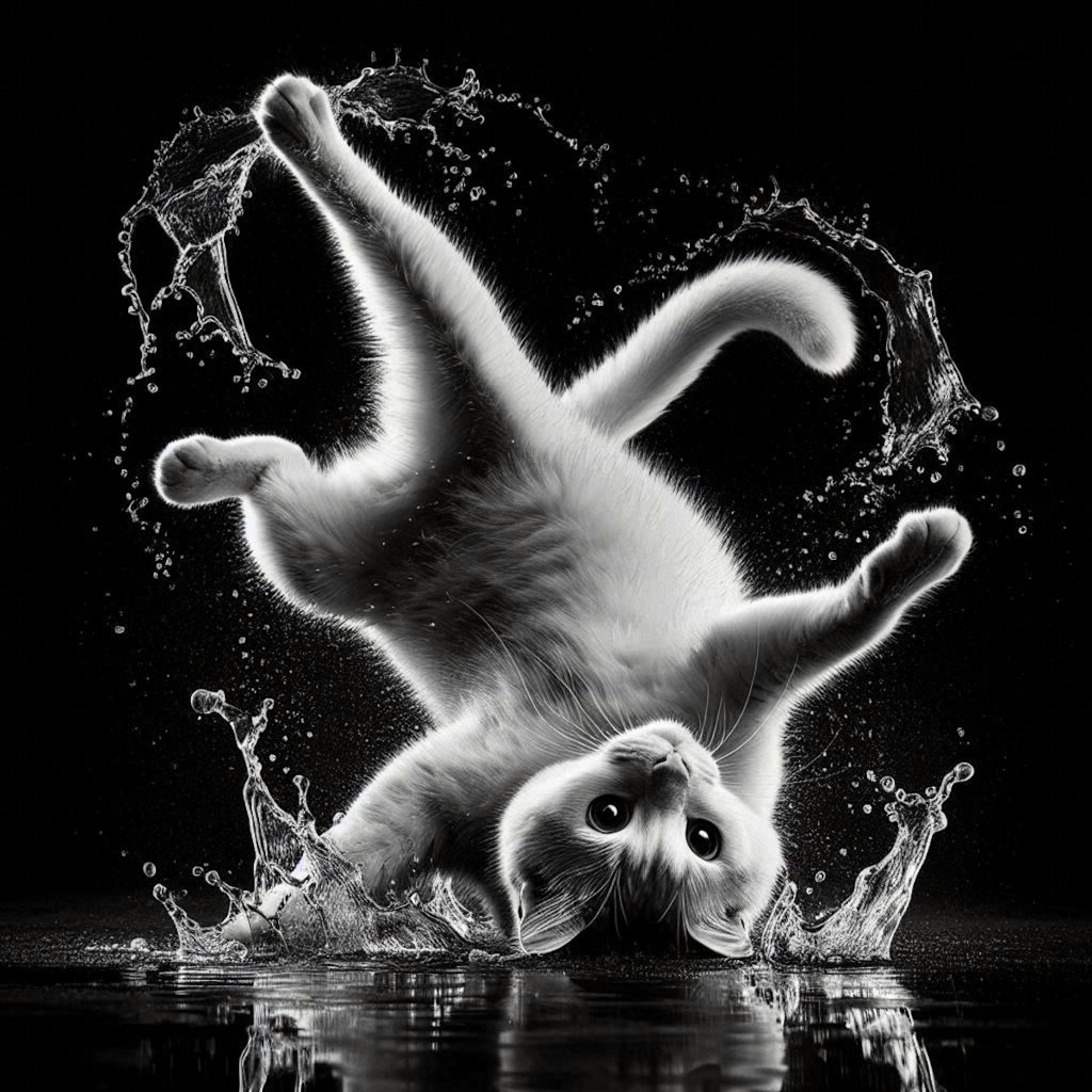 雨を有効活用する猫