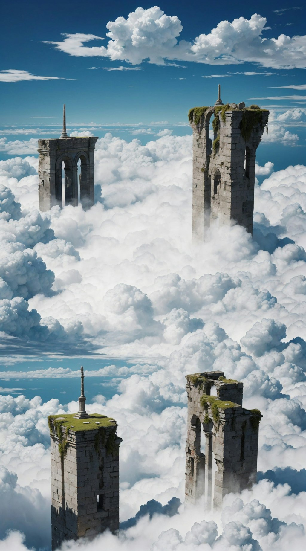 Elysian Relics: Monuments Amidst the Clouds