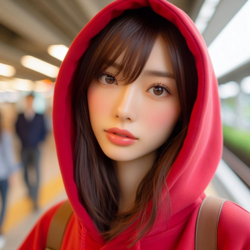 red hoodie