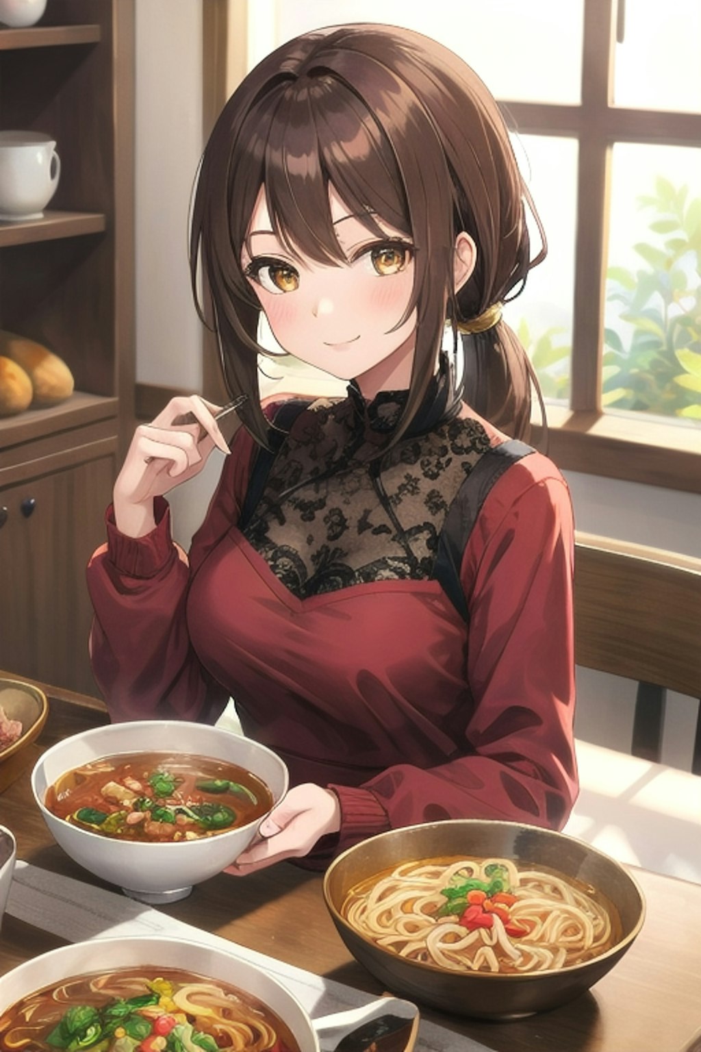 坦々麺を食べるなごみちゃん🍜♡