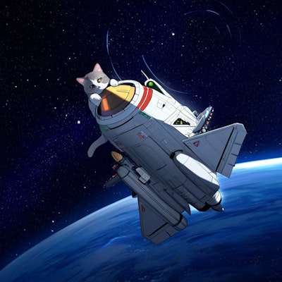 宇宙に飛び立つ猫