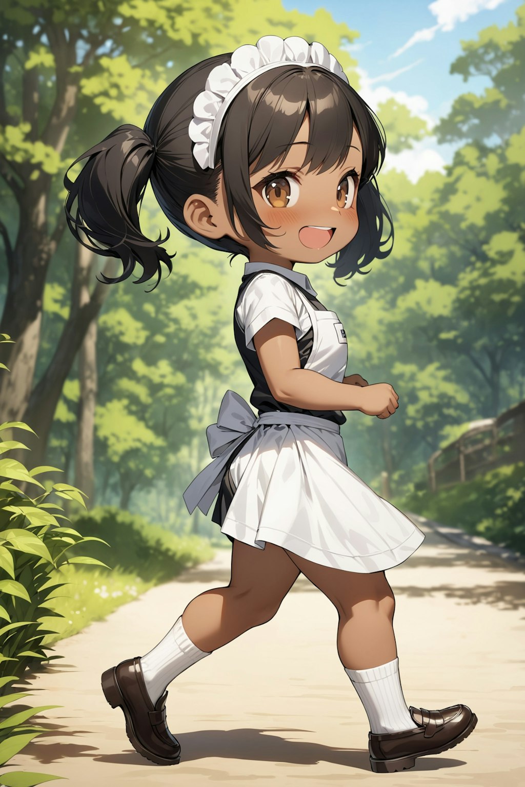 公園で見かけた褐色肌のウェイトレスさん Y618