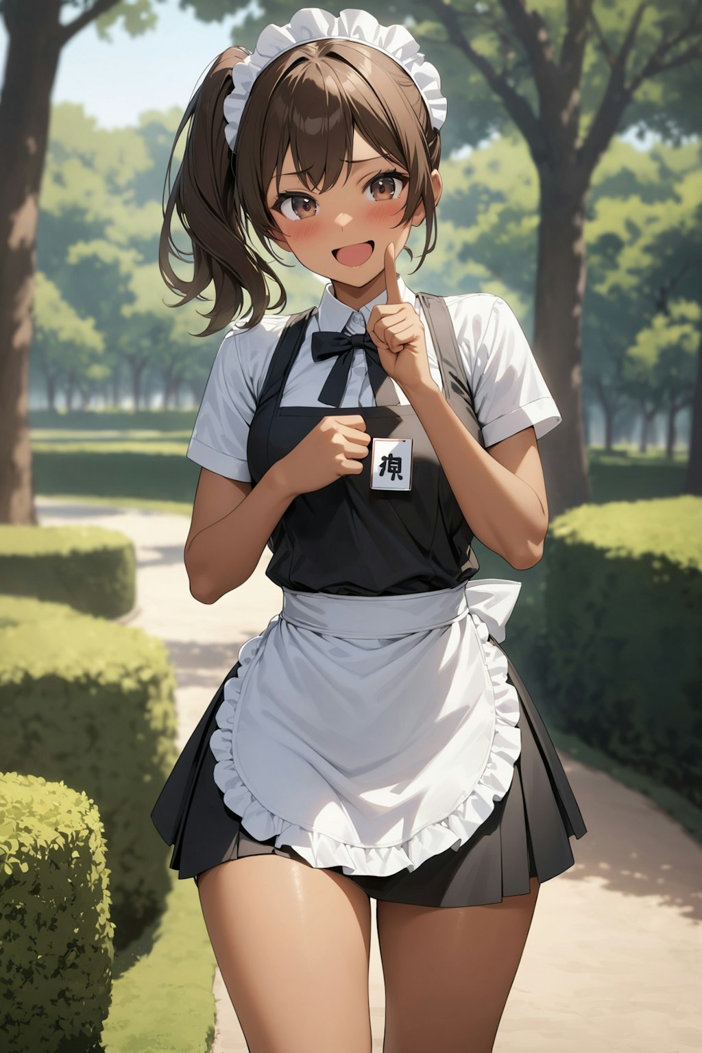 公園で見かけた褐色肌のウェイトレスさん Y618