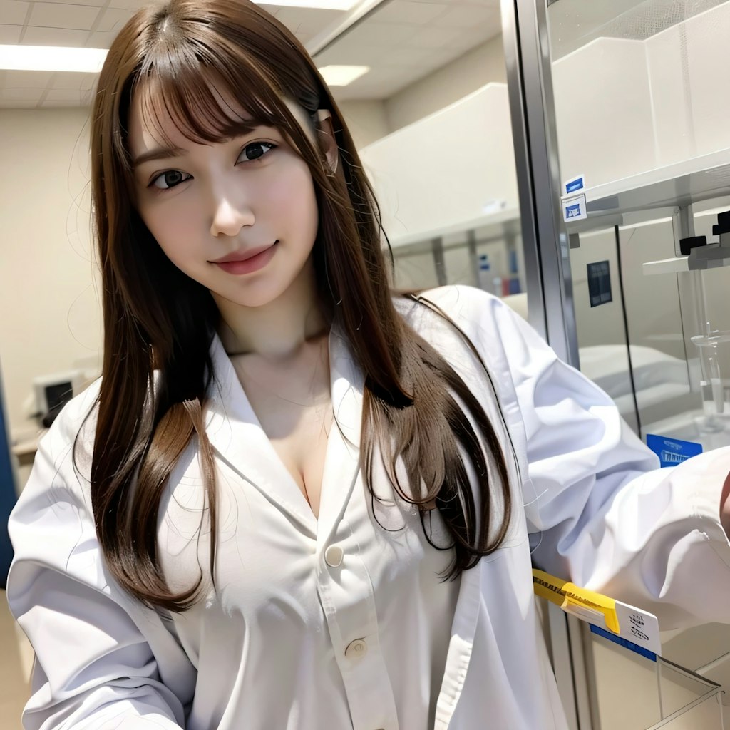 黒髪ロングで白衣の美女１０６