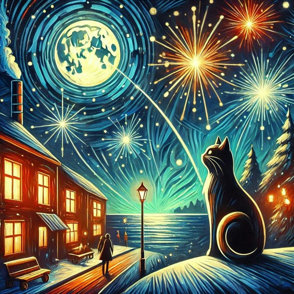 アクリルファンタジー、夜の猫の町のクリスマス