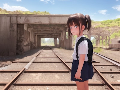 廃鉄道をピクニック気分で旅する少女2