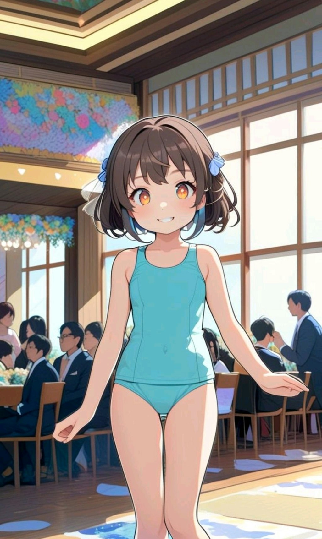 結婚式のための水着の小さな女の子