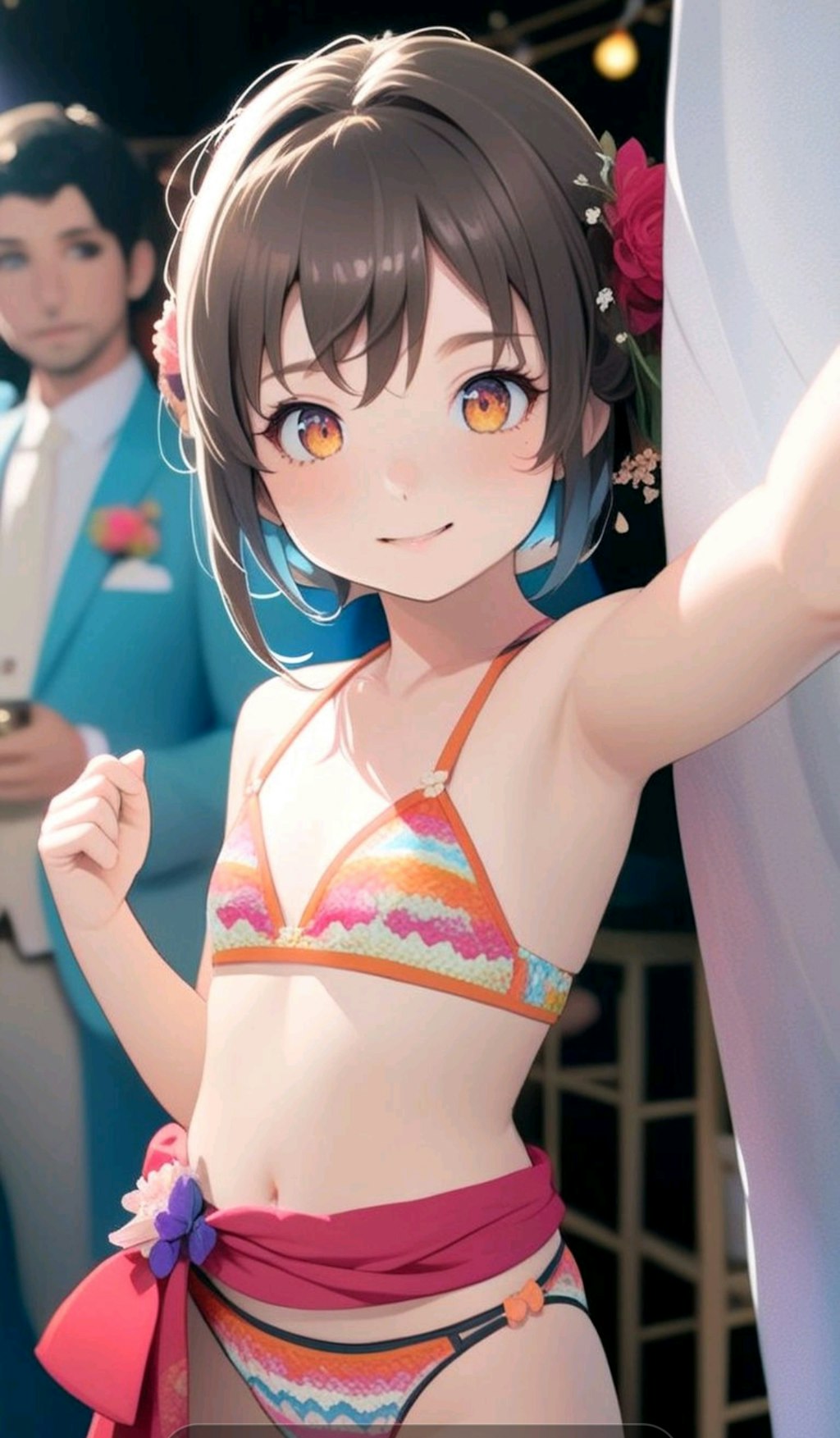 結婚式のための水着の小さな女の子