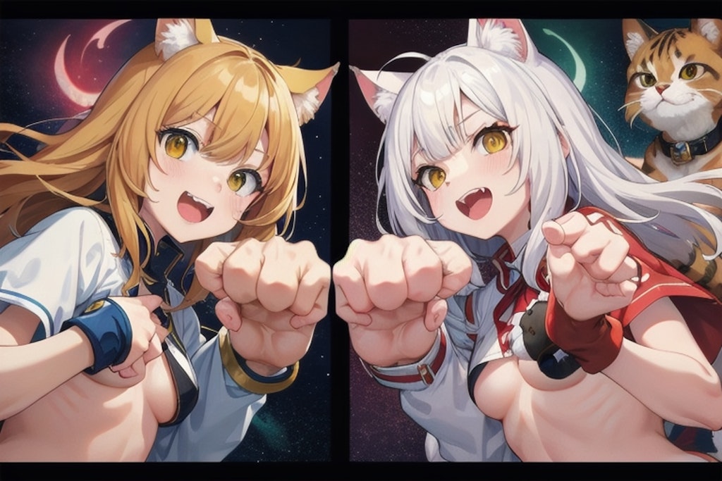 猫がキャラクターの格闘ゲームのキャラクターセレクト画面チャレンジ　５回目