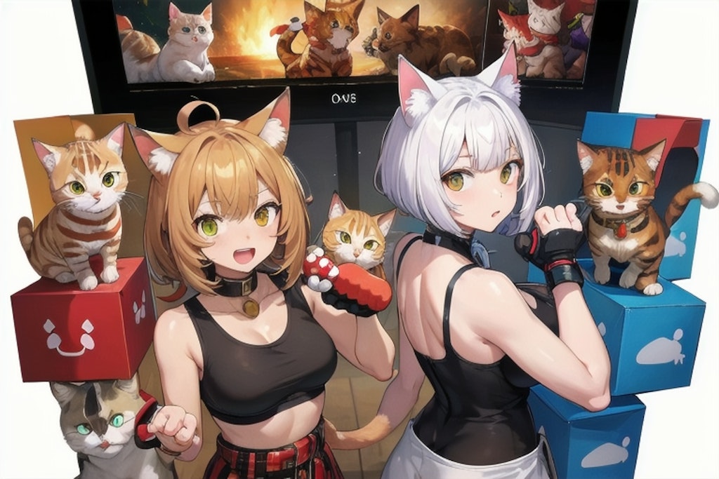 猫がキャラクターの格闘ゲームのキャラクターセレクト画面チャレンジ　５回目