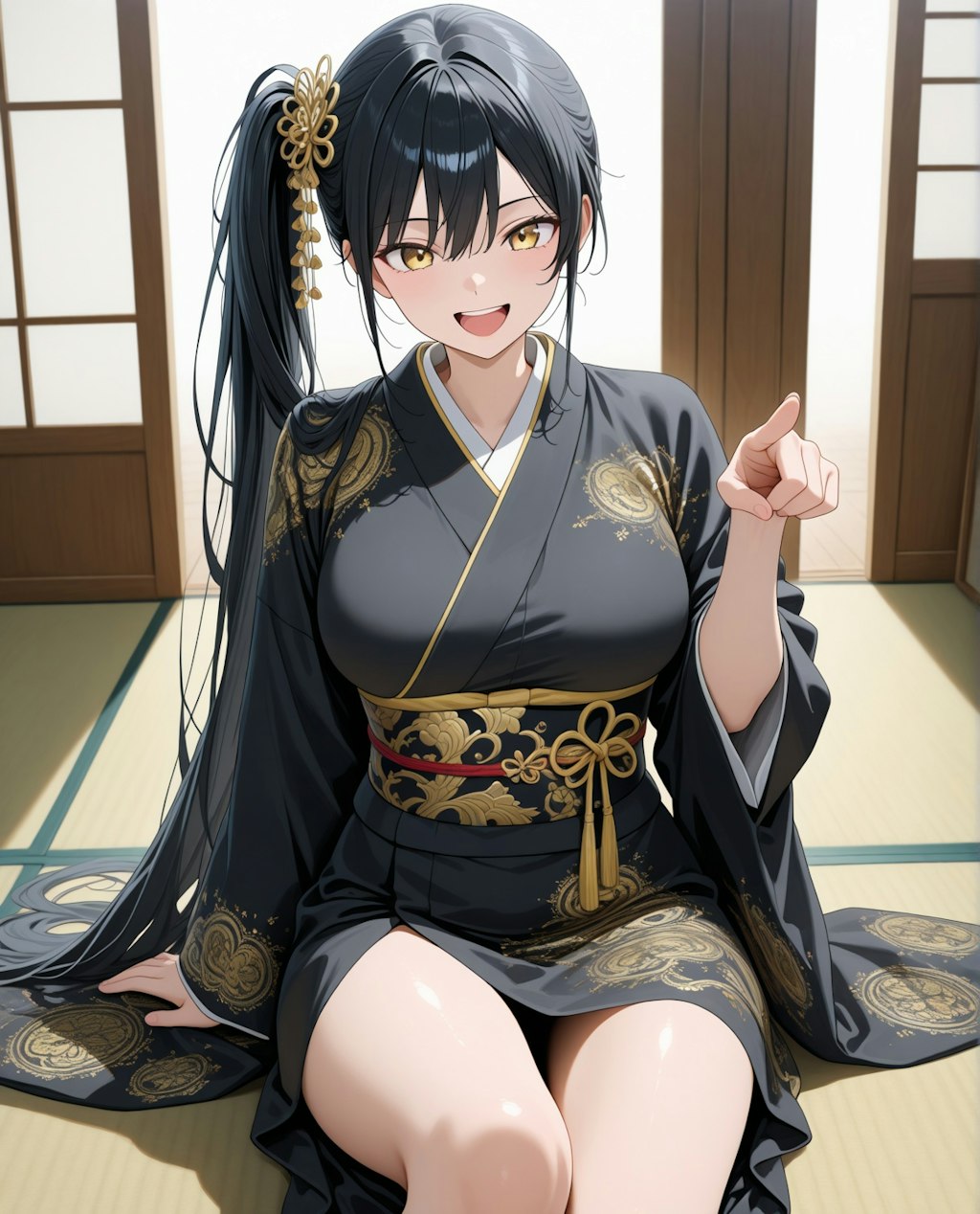 和服女子-笑-