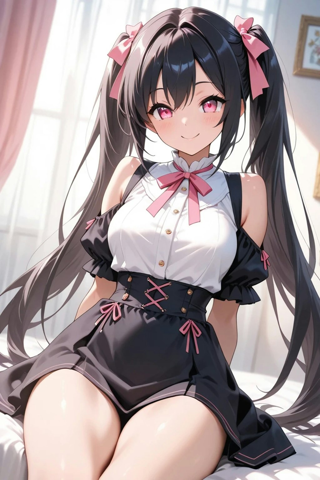 笑顔の黒髪ツインテール♪