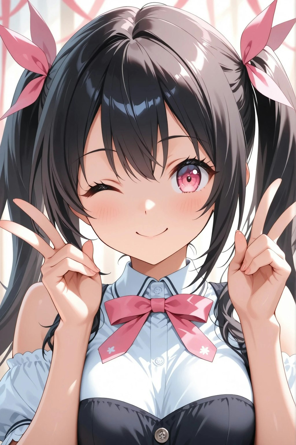 笑顔の黒髪ツインテール♪