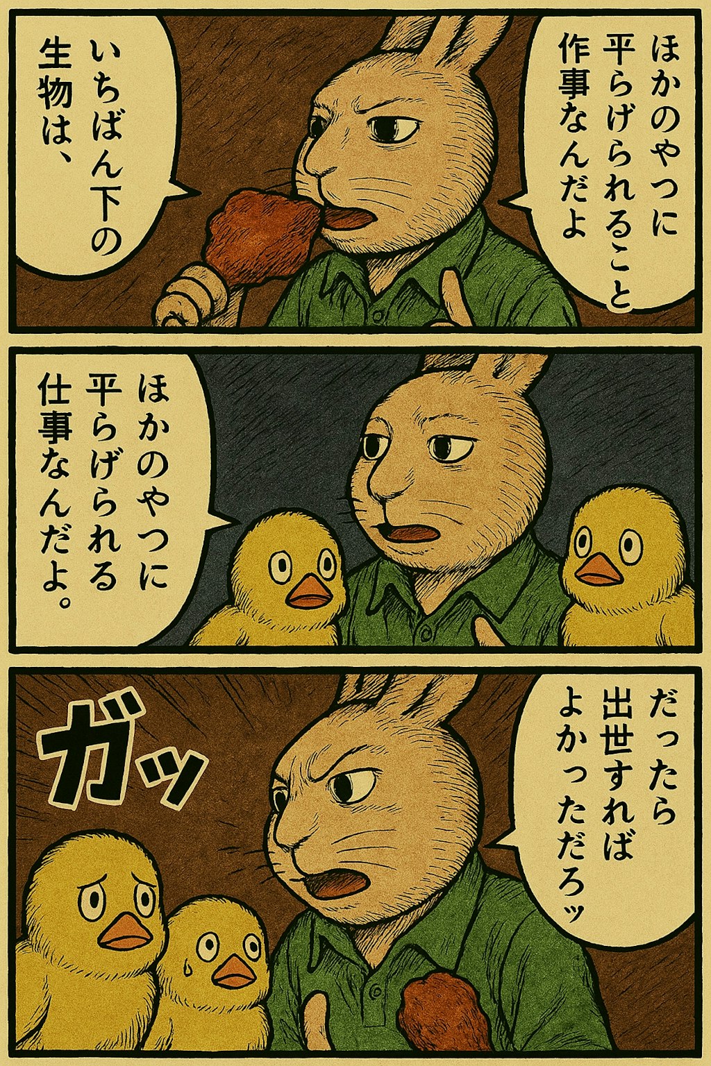 ひよこvsうさぎ