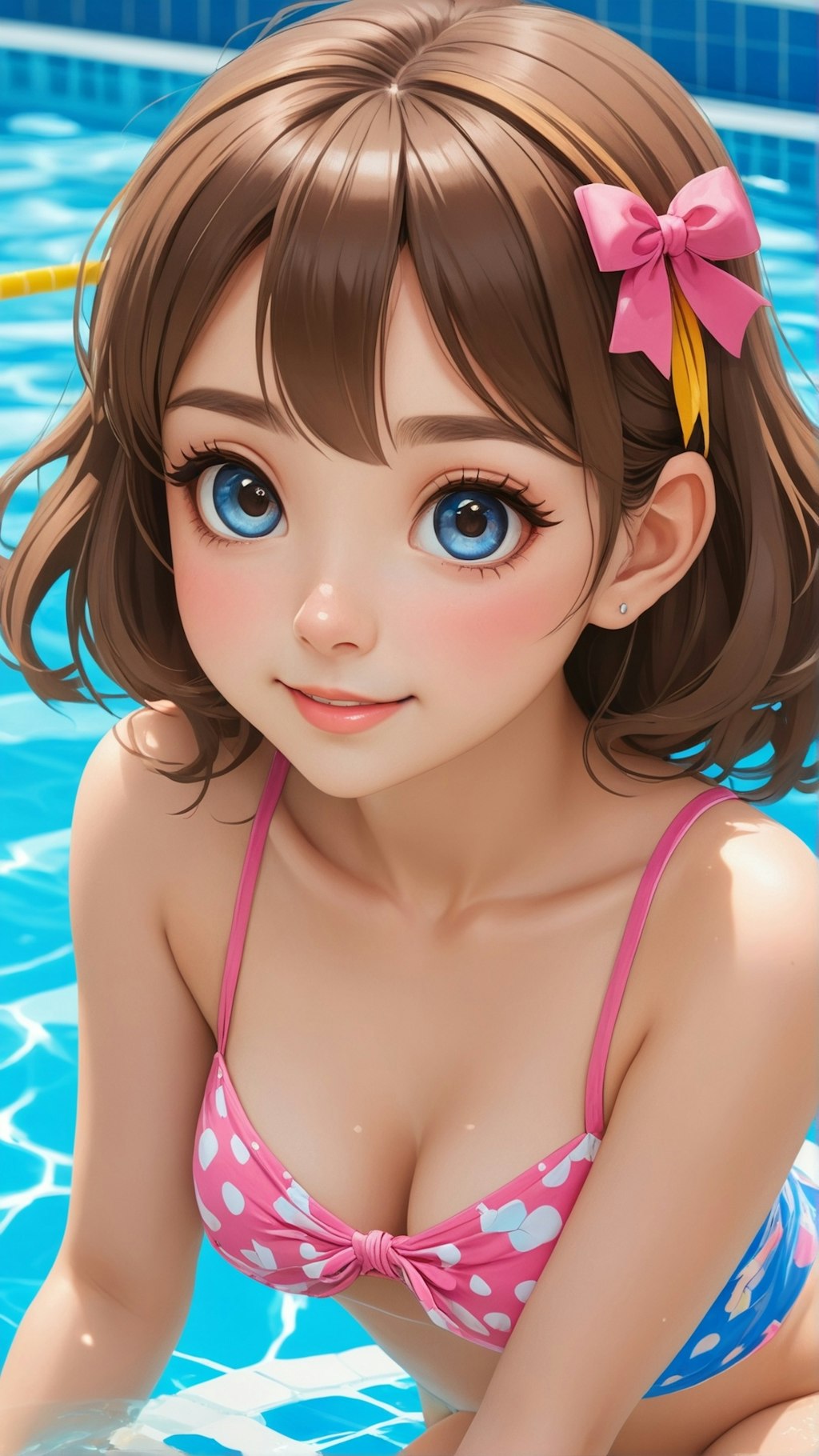 Bikini babe big eyes realistic anime