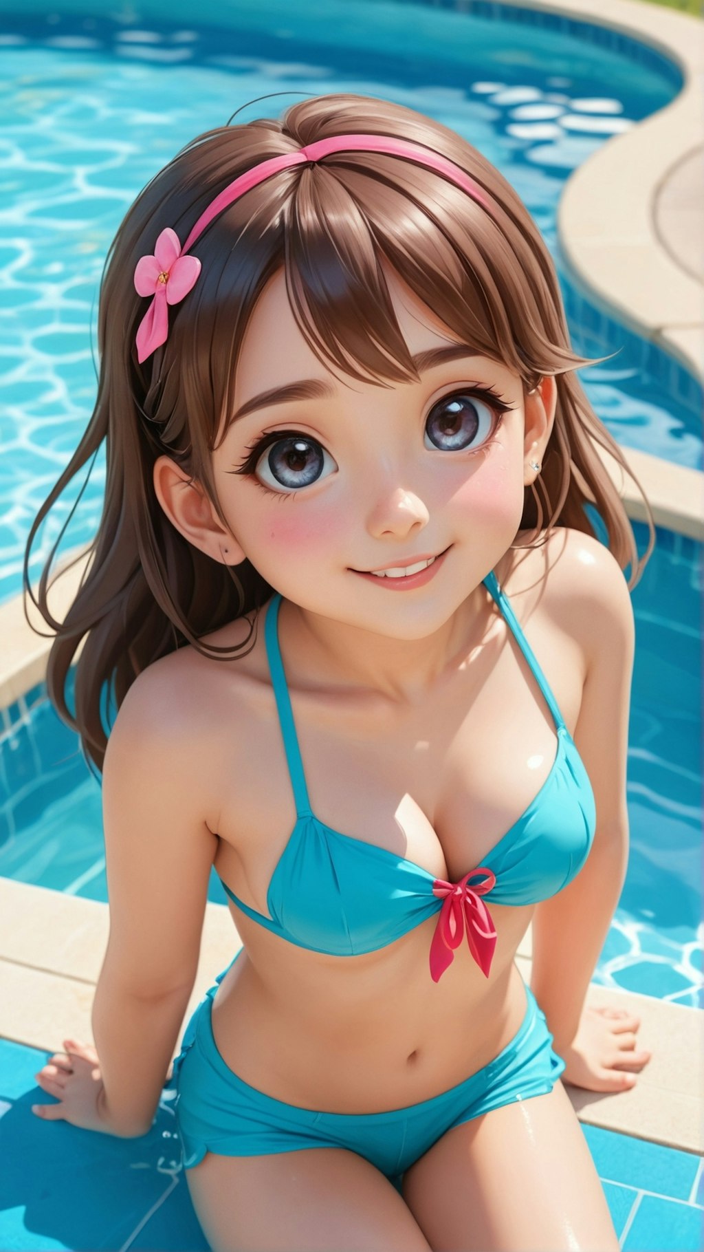 Bikini babe big eyes realistic anime