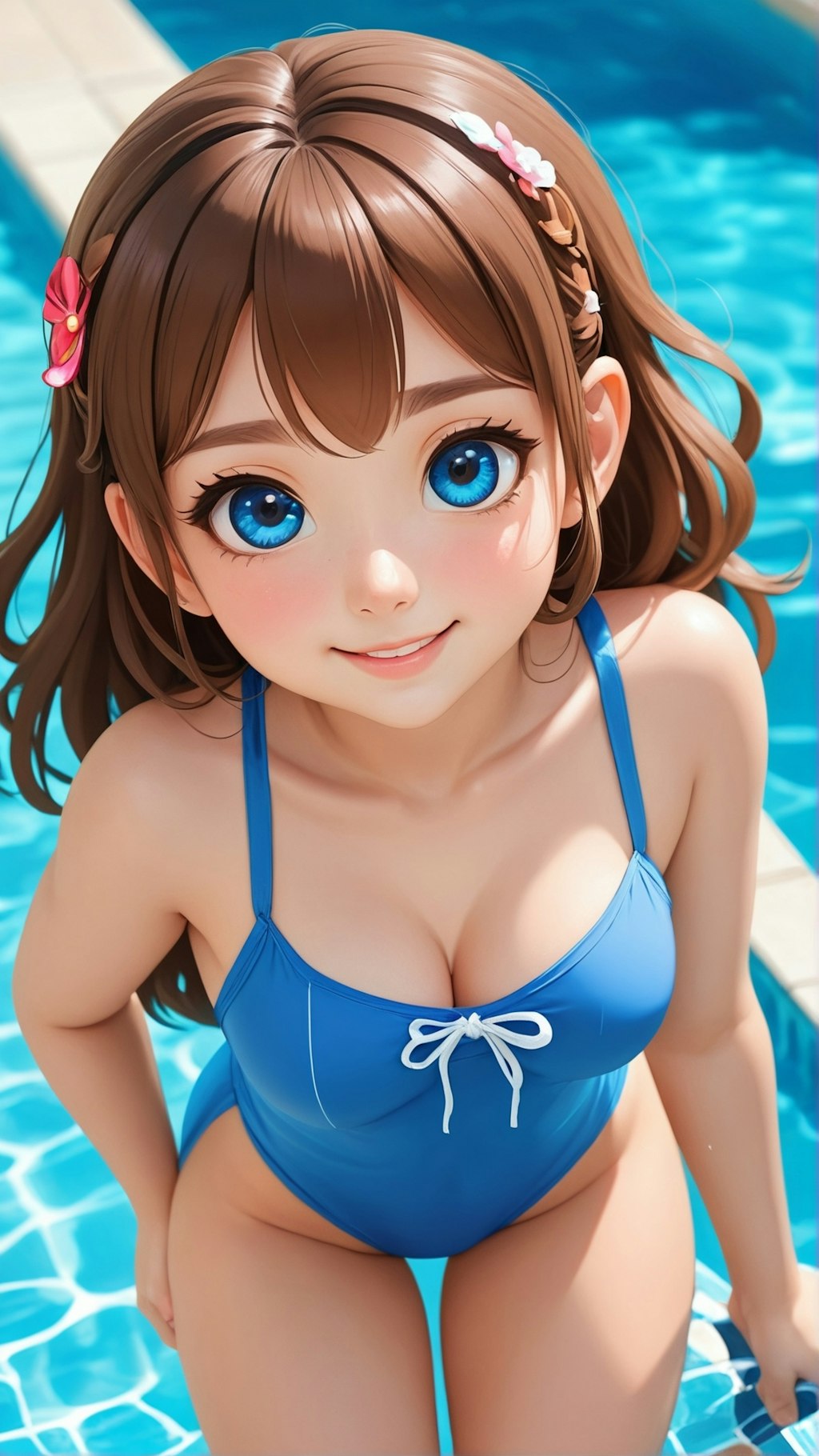 Bikini babe big eyes realistic anime