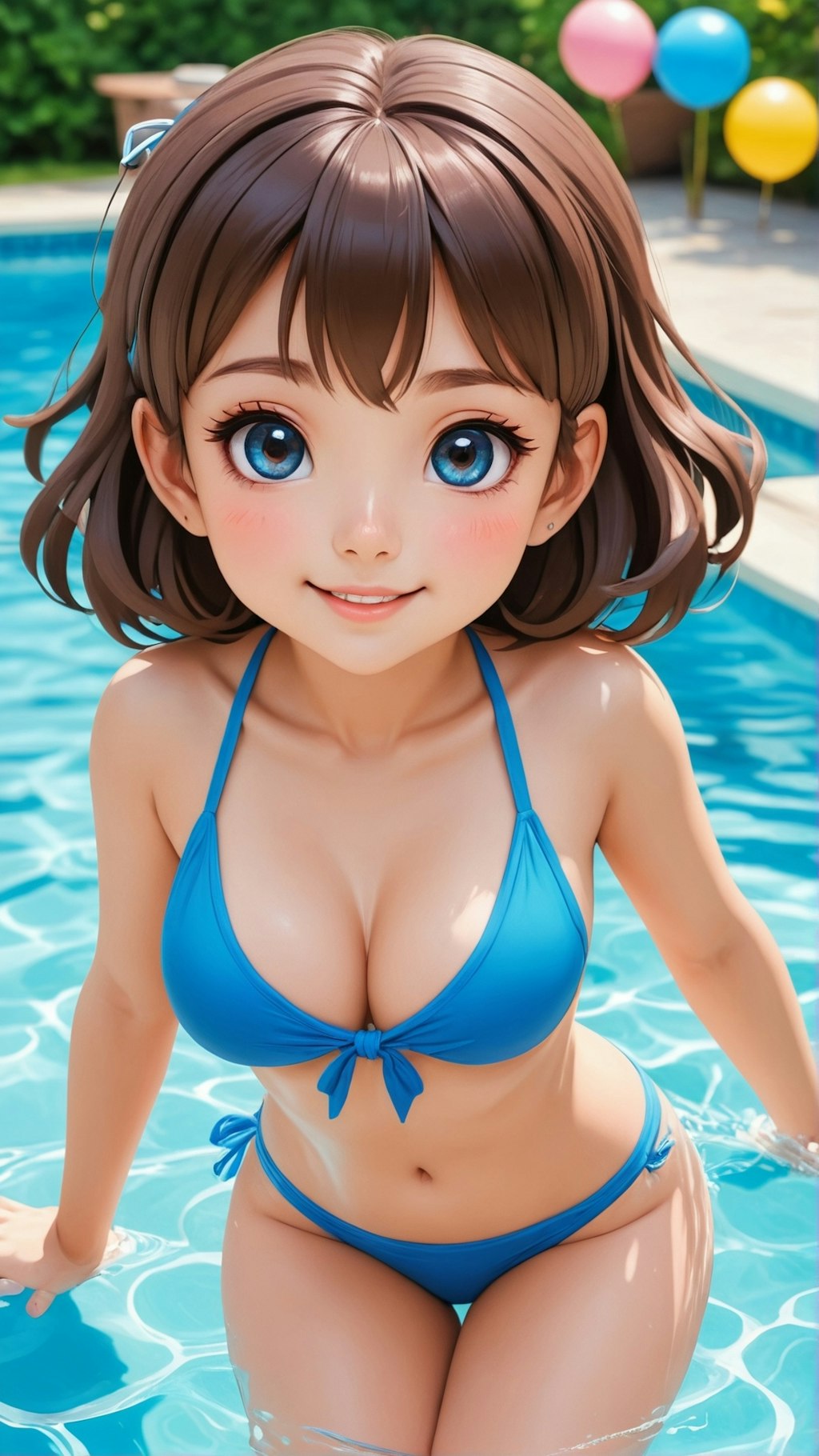 Bikini babe big eyes realistic anime