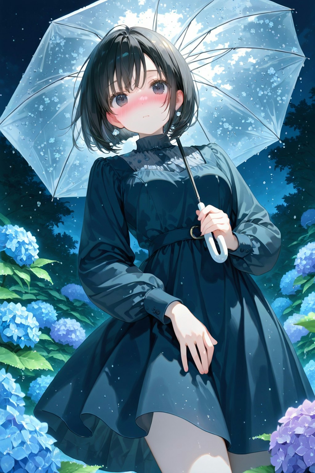 雨上がり-茉莉花と紫陽花-