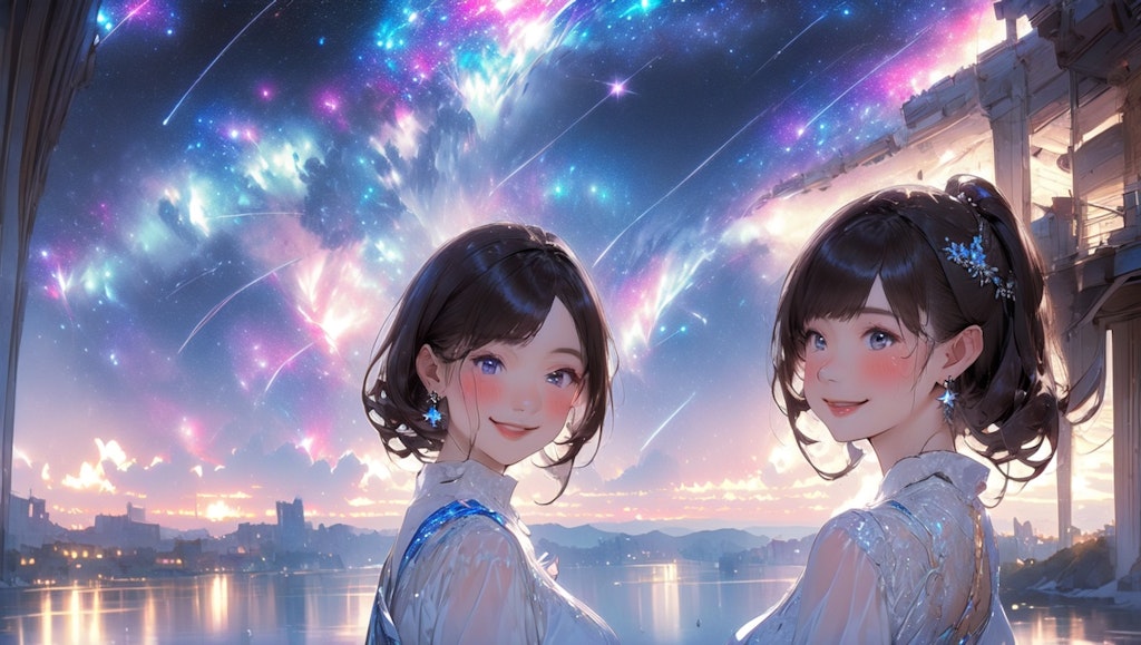 煌めく星空と少女と