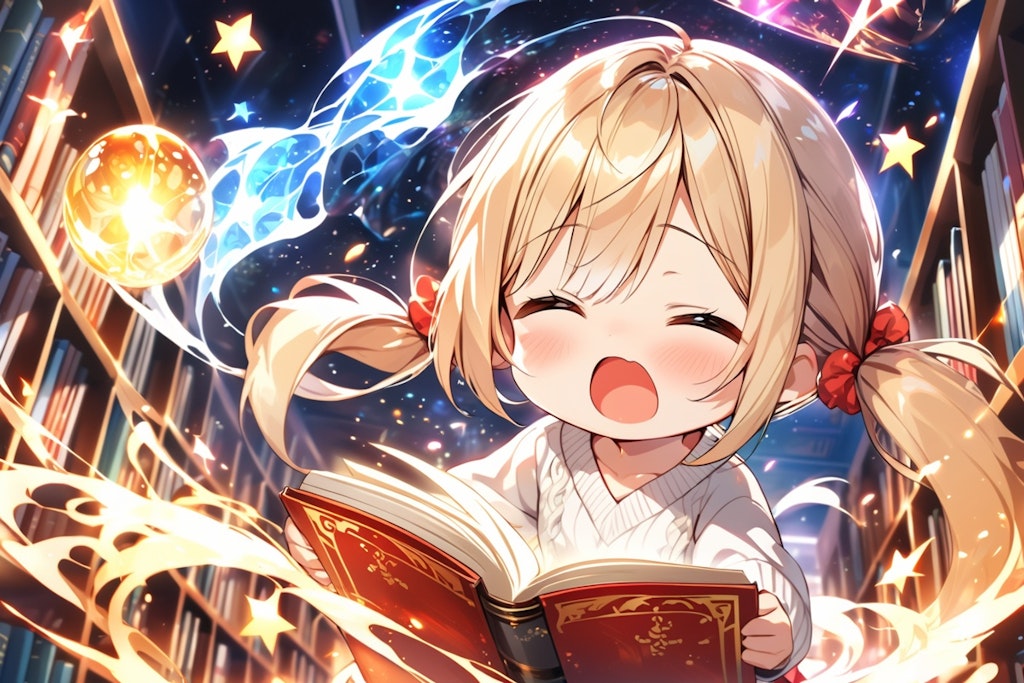 魔導書を読む茉莉花ちゃん