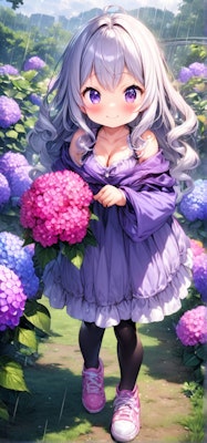ランヴィちゃんと紫陽花