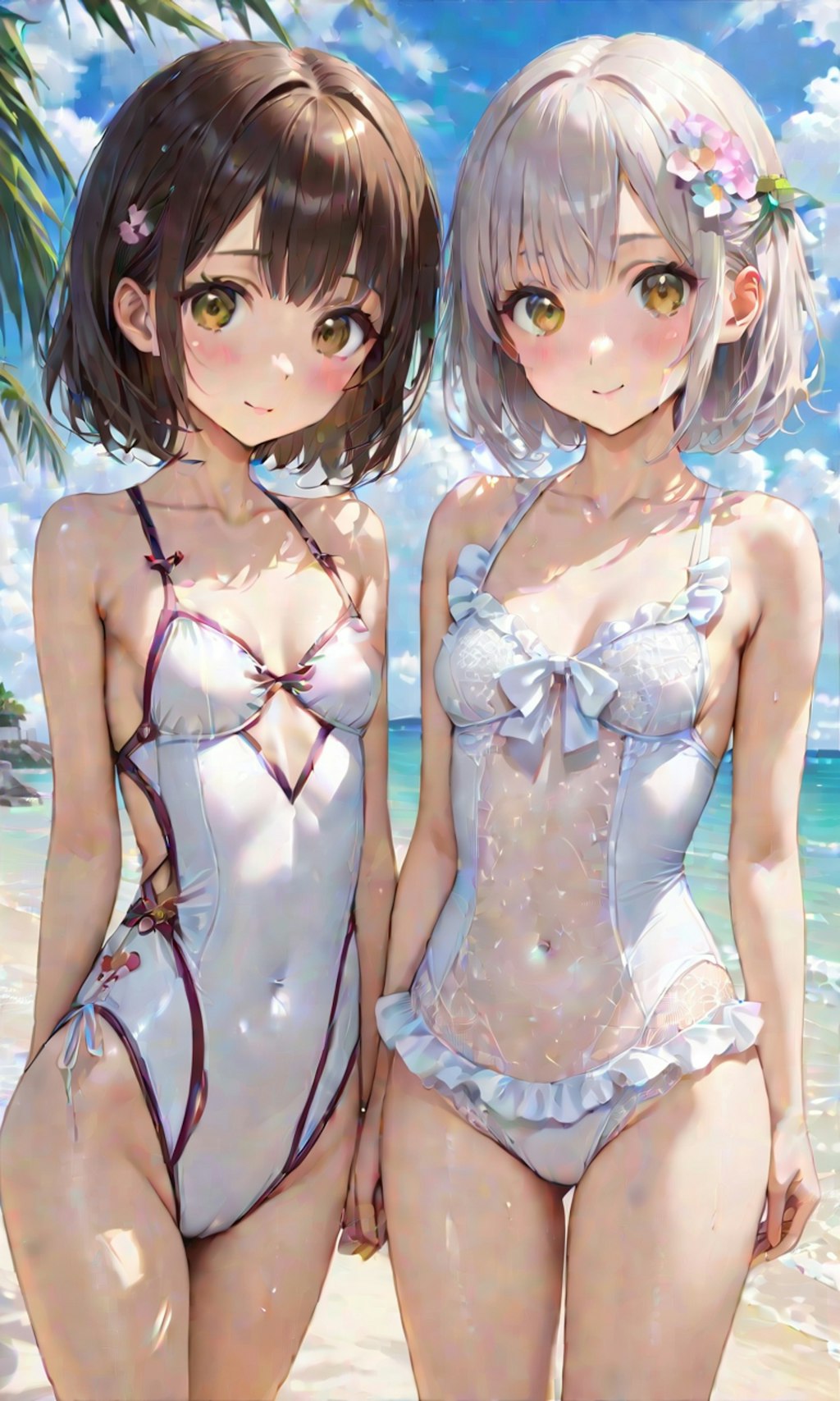 水着と女子高校生と