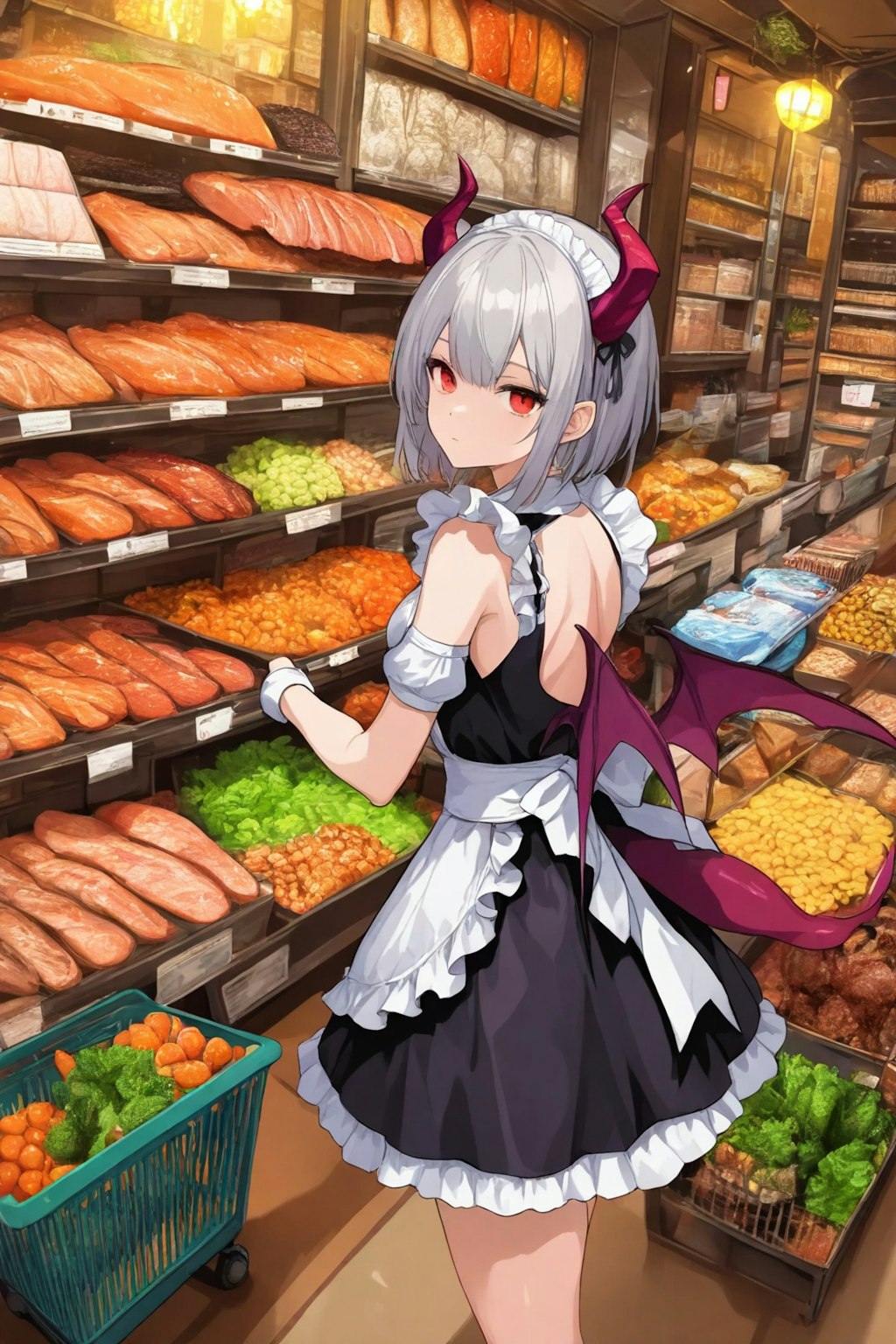 サキュバスメイドは市場でお買い物
