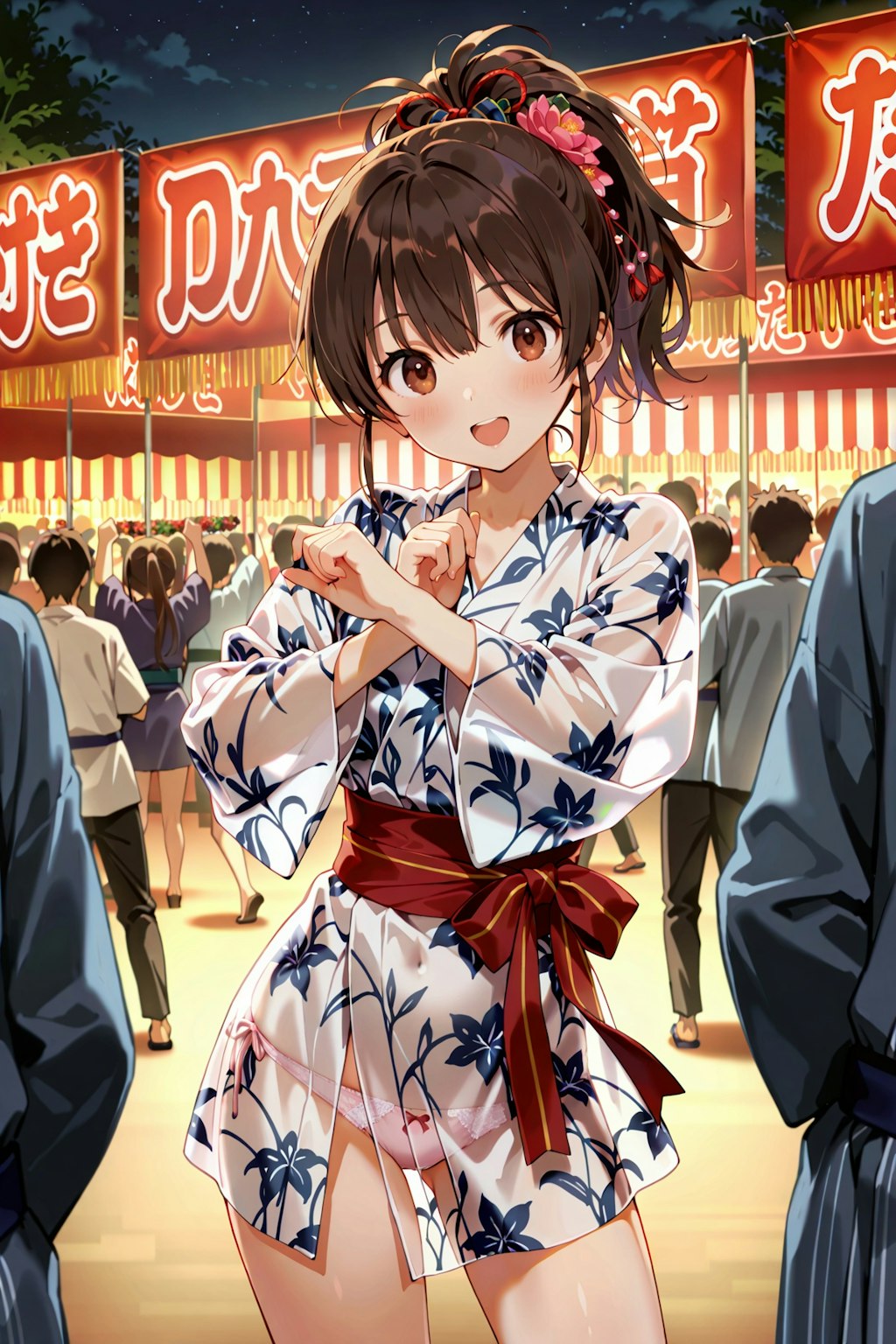 透け浴衣で夏祭り Y712