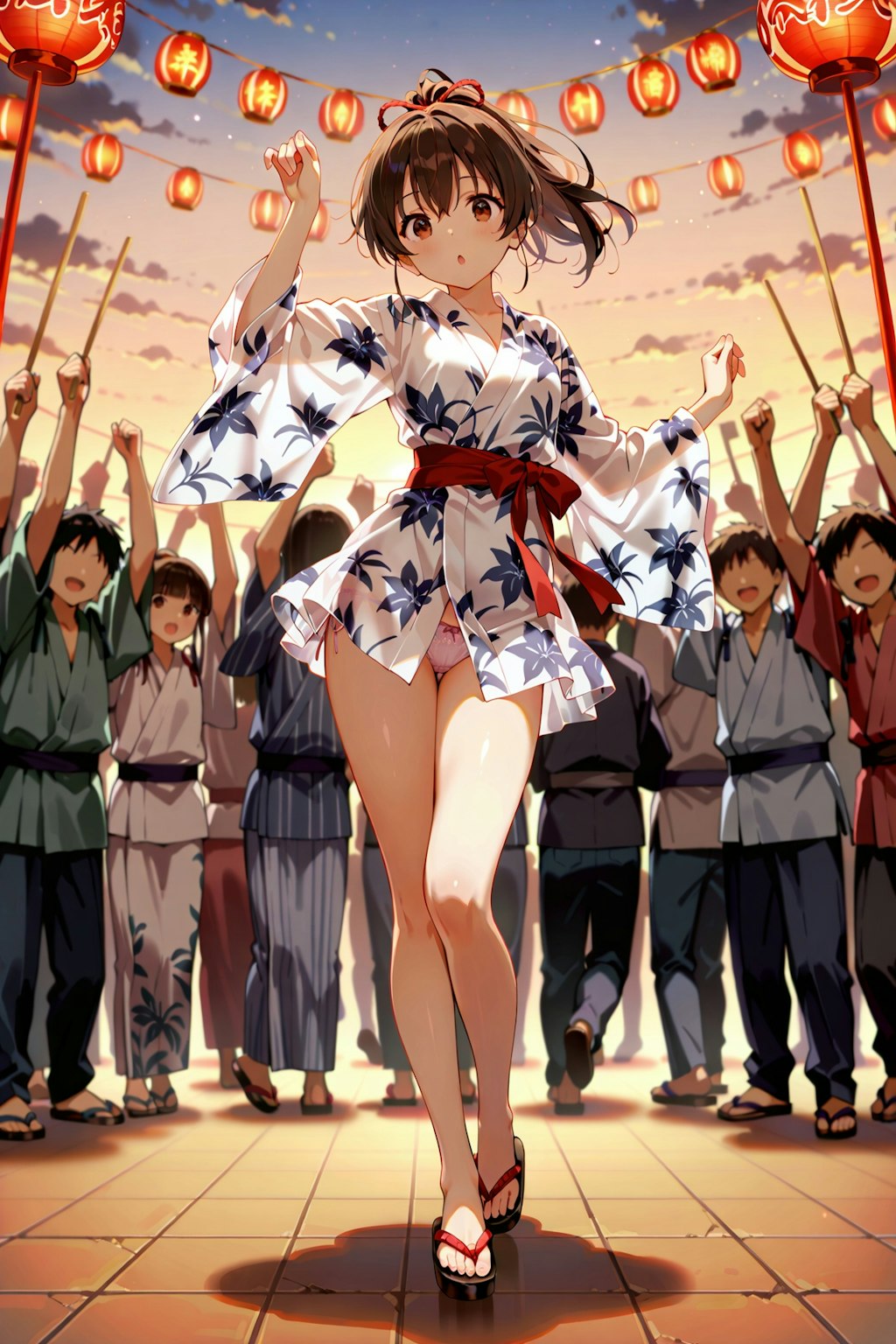 透け浴衣で夏祭り Y712