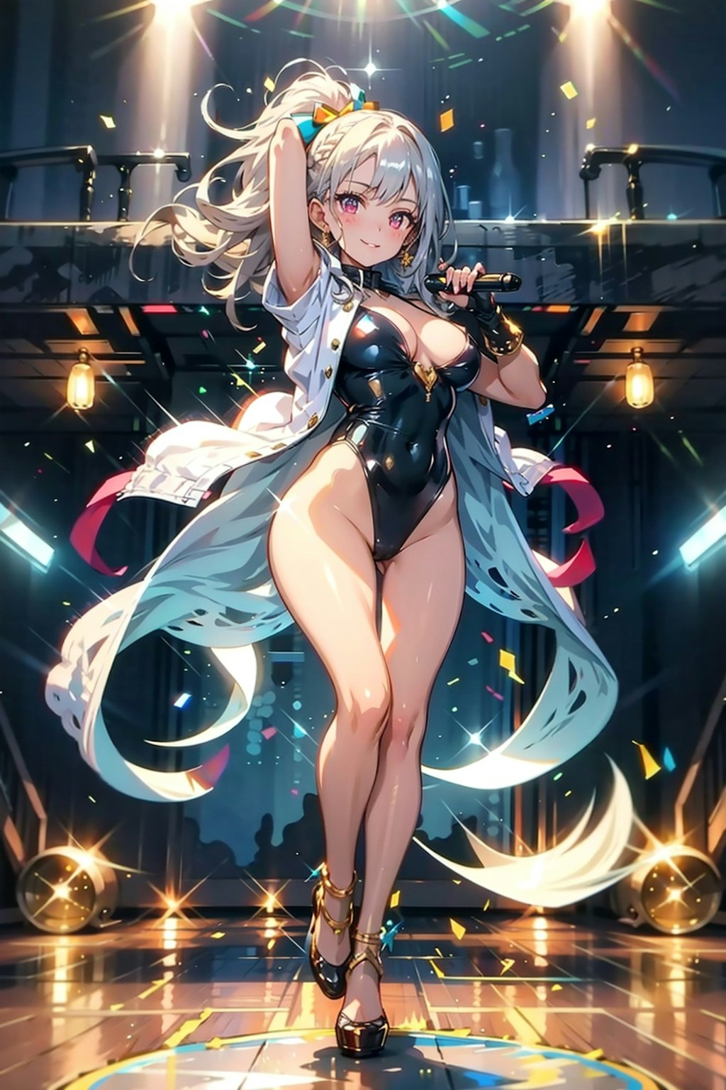 黒のレオタードで
